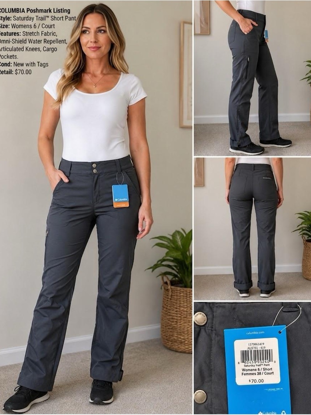Columbia Women’s Gray Outdoor Trousers with Cargo Pockets